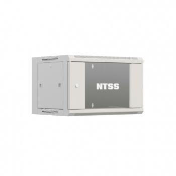 Шкаф настенный телекоммуникационный NTSS W 9U 600х600х500мм, 2 профиля 19, дверь стеклянная, боковые стенки съемные, задняя стенка, разобранный, серый