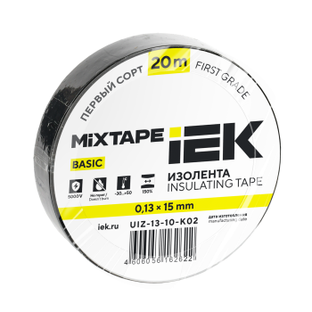 MIXTAPE BASIC Изолента 0,13х15мм черная 20м IEK