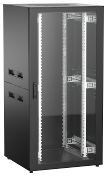 ITK UNITBOX N Шкаф сетевой 19" напольный 33U 800х800мм стеклянная передняя дверь задняя металлическая черный
