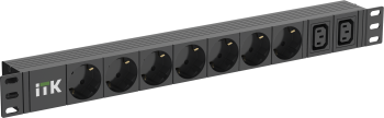ITK PDU 7 розеток немецкий стандарт + 2 С13 1U кабель 2м вилка C14