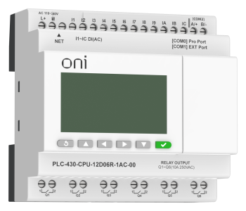 ПЛК 430 Модуль ЦПУ 12 DI 6 RO 220В AC с Ethernet портом с экраном ONI