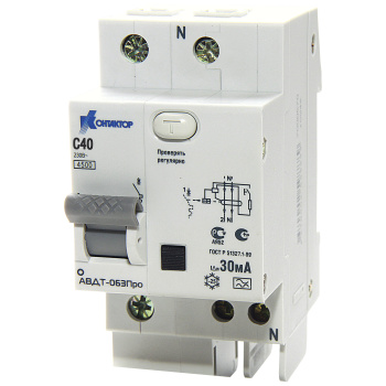 Дифференциальный автомат АД-063 2Р 63А Idn-300mA тип А КОНТАКТОР