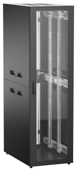 ITK UNITBOX N Шкаф сетевой 19" напольный 42U 600х1000мм стеклянная передняя дверь задняя перфорированная черный