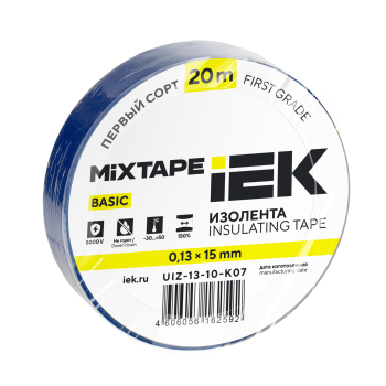MIXTAPE BASIC Изолента 0,13х15мм синяя 20м IEK