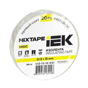 MIXTAPE BASIC Изолента 0,13х15мм белая 20м IEK