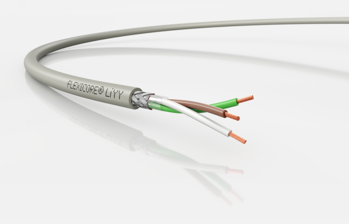 Кабель передачи данных FLEXICORE LiYCY 6X0,25 , ПВХ, 500В, серый (RAL7001), цветовая маркировка жил, УФ и маслостойкий ПВХ компаунд.