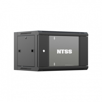 Шкаф настенный телекоммуникационный NTSS W 9U 600х600х500мм, 2 профиля 19, дверь стеклянная, боковые стенки съемные, задняя стенка, разобранный, черны
